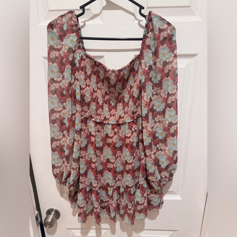 Wilfred aritzia tempest long sleeve floral mini dress